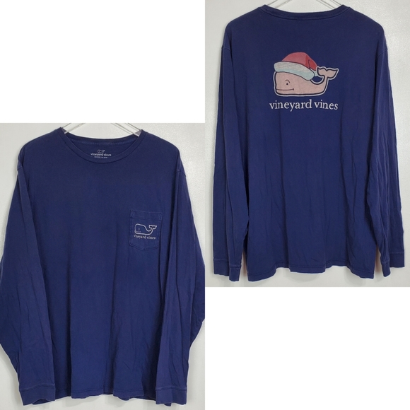 Vineyard Vines Other - Vineyard Vines mens size Xl back whale logo round neck long sleeve t shirt blue